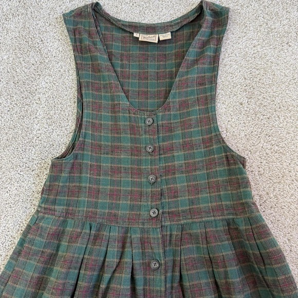 Woolrich Dresses & Skirts - Vintage Woolrich Dress Womens S Green Plaid Sleeveless Button Front Flannel Midi